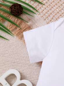 Áo liền thân in chữ cái dễ thương cá nhân hóa cho bé gái sơ sinh "Chúc mừng Ngày của Mẹ" - trắng - Xem 3