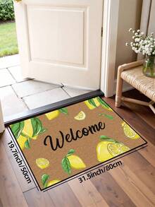 1pc Lemon & Green Leaf "Welcome" Pattern Doormat, Farmhouse Style Washable Polyester Fiber Mat, Suitable For Living Room, Kitchen, Bedroom, Entryway, Home Decor, Room Decor, All Seasons - 1PC - View 9