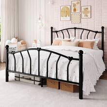 Allewie 14 Inch Twin/Full/Queen/King Size Metal Platform Bed Frame With Heart-Shaped Headboard And Footboard/Iron-Art Mattress Foundation/Under Bed Storage/No Box Spring Needed/Easy Assembly/Noise-Free/Black - 黑色 - 查看 2