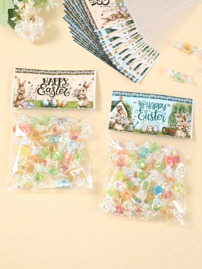 50pcs Watercolor Easter Bunny Self-Sealing Bags, Easter Party Supplies, Easter Bunny Candy Bags, Easter Decorations, Easter Small Gift Bags, Easter Gift Packaging Bags, Easter Egg Packaging Bags, Easter Chocolate Bags, Easter Cookie Baking Bags, Easter Celebration Desktop Decor, Spring Decor, Spring Gifts, Easter Party Fillers, Easter Party Favors