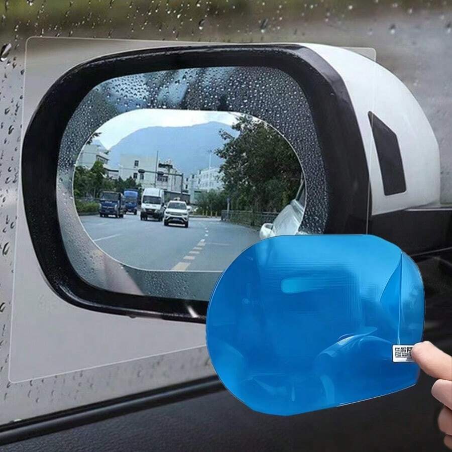 1 Set de 2/4 piezas de película protectora impermeable para espejos retrovisores, recubrimiento nano antivaho, película antilluvia de alta definición para ventanas laterales de automóvil - Película impermeable para coche - Ver 1