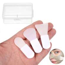 Set de 3 piezas de aplicadores de mascarilla facial de silicona, mini juego de brochas de maquillaje, herramientas de belleza portátiles para aplicar mascarilla facial, crema para ojos, loción corporal, suero, mantequilla corporal - 1 juego blanco - Ver 1