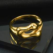 1pc Personalized 18k Gold Plated Fluid Liquid Geometry Ring With Old Money Style For Women Daily Parties Wear - Gold - View 1