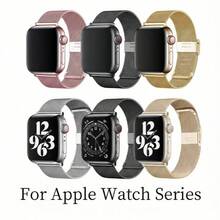 1条米兰尼斯表带，兼容表带38mm/40mm/41mm/42mm/44mm/45mm/46mm/49mm，金属不锈钢表链，兼容 Ultra/Series 11/10/9/8/7/6/5/4/3/2/1SE，男女通用闪亮商务智能手表表带，时尚磁扣表带配件，兼容表带，高级优雅替换腕带，生日圣诞节完美礼物，适合办公室晚宴等场合 - 38/40/41/42(Series 10/11)mm - 查看 13
