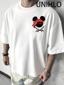 UNIHL CRUISE DISNEY  Print  Summer Casual Versatile Pure Cotton T-Shirt Suitable For Any Place - White - View 2