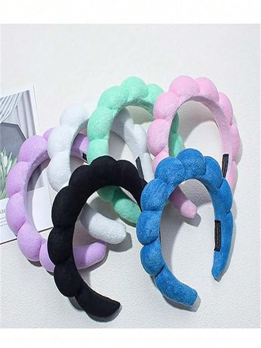 1pc High Quality Velvet Hair Spa Headband, Fluffy Soft Hair Accessory, Hair Hoop, Hair Tie, Makeup Headband - Pink - View 1
