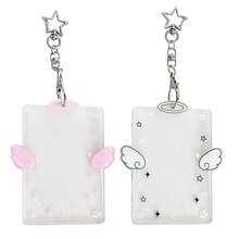 2-Piece Wing-Shaped Photocard Holder | Clear Acrylic ID Badge Display With Keychain Pendant Design | Versatile For Student, Credit, And Bus Cards | Ideal Gift For Fans - PinkPink - View 1