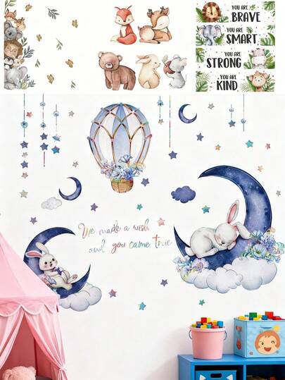 1张壁纸 - 男孩儿童房装饰家居自粘婴儿房装饰女孩房装饰壁纸可移除墙贴，适用于客厅、女孩卧室墙面装饰、窗户贴纸 - 可爱创意墙面艺术儿童房装饰卧室装饰