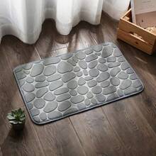 1pc Memory Foam Bath Mat - Embossed Cobblestone Velvet Bathroom Rug, Anti-Slip & Absorbent Quick-Dry Floor Pad For Kitchen, Laundry Room, Bedroom Decor, Machine Washable - Random Color - View 6