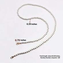 1pc Portable Phone Lanyard Crossbody Necklace, Beaded Pearl Phone Strap Handmade Chain - Multicolor - View 9