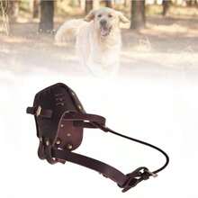 Bozal de cuero duradero - Bozal de antimordeduras y transpirable, adecuado para perros medianos y grandes - Café integral - Ver 8