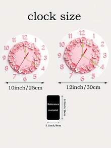 1pc 2D Butterfly Heart Shaped Silent Wall Clock - 10/12 Inch Round Wooden Pink Floral Blue Butterfly Theme Silent Wall Clock, Green Large Wall Clock, Lab Butterfly Wall Clock, Living Room Wall Clock - A - View 4