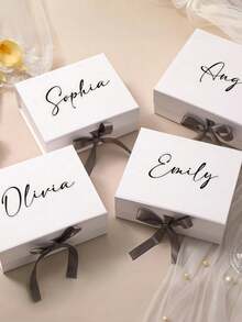 Customized Personalized Magnetic Ribbon Gift Box, Customized Bridesmaid Invitation Box, Bride's Gift Box, "Will You Be My Bridesmaid?" Box, Wedding Gift Box - Multicolor - View 3