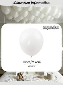 30-45pcs Bride Balloon Set - 40 Inch White BRIDE Banner Decor, Matte White Latex Balloons, White Heart Foil Balloons, Fake Flower Petals, Suitable For Bridal Shower, Bachelorette Party, Wedding Engagement Decoration, Bride Room Decor, Bride To Be Supplies, Home Atmosphere, Photo Props - trắng - Xem 8