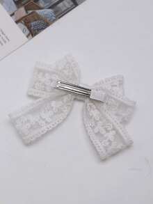1pc Lace Triple-Layer Bow Hair Clip, Hair Claws, Hair Slide, Hair Barrettes - Beige - View 2