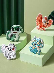 1pc Creative Mythical Beast Fridge Magnet (Blue Dragon, White Tiger, Vermilion Bird, Black Tortoise) - Magnets - View 6