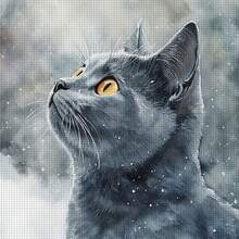 1 Set - Snow Landscape Gray Cat Cross Stitch Kit, DIY Needlework Art Materials, 11CT Cross Stitch Decorative Painting, Creative Handmade Gift. Complete Home Decor Printed Cross Stitch Craft, Suitable For Home Decor Knitting Art. Frame Not Included - Snowy Gray Cat - View 15