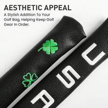 FINGER TEN Extra Large Golf Alignment Stick Cover 1 Pack, High-Quality PU Leather Cover With Stylish Design Fits 5–7 Alignment Rods, Durable Protective Sleeve For Practice & Travel - Four Leaf Style - View 7