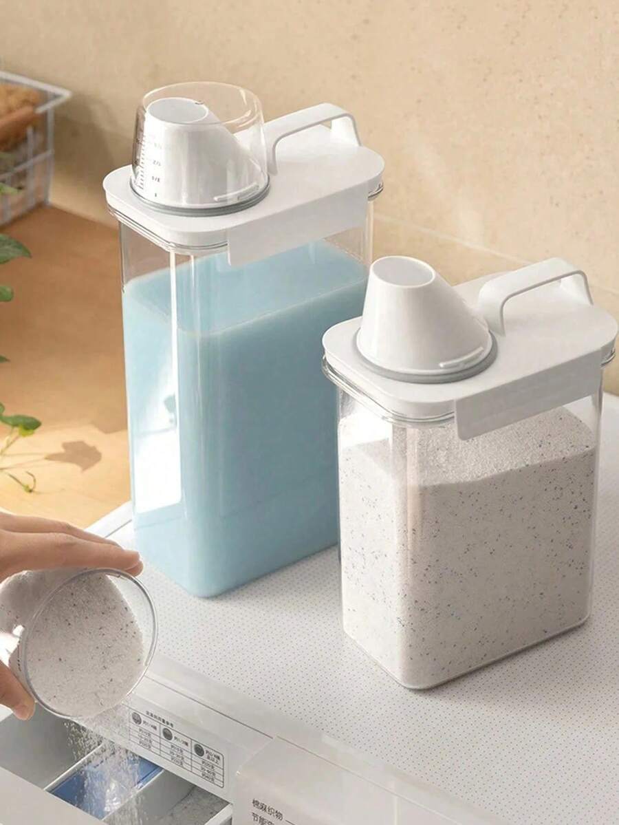 1100/1800/2300毫升可重复灌装洗衣液分配瓶，适用于粉状洗衣液、柔顺剂、漂白剂等，带标签，适合宿舍使用，也可用于存放洗洁精、浴室用品、房间装饰。