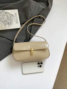 French Retro Clasp Small Square Bag, New Fashionable Personalized INS Underarm Bag, Stylish Shoulder Bag - Khaki - View 4