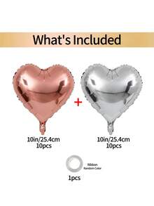 21pcs/Set, Pink, Rose Gold, Silver, Purple, Fuchsia, Green, Blue, Mixed Color, Red Heart Foil Balloons And Ribbons, Suitable For Valentine's Day, Wedding, Bridal Engagement, Party, Anniversary Decor, Wedding Decoration, Mother's Day Decor - Red - View 19