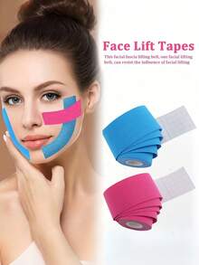 1pc Face Bandage, Face Lifting Patch, V-Shaped Lifting Anti-Wrinkle Eye Mask, Facial Care Tool. Elastic Bandage Suitable For Neck, Jawline And Double Chin Area. Reusable, Fragrance-Free. - Multicolor - View 1