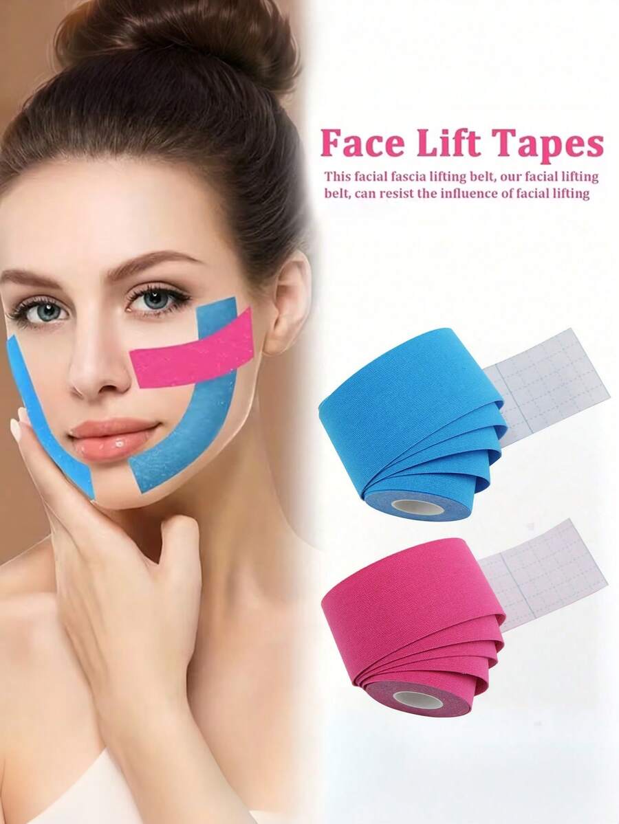 1pc Face Bandage, Face Lifting Patch, V-Shaped Lifting Anti-Wrinkle Eye Mask, Facial Care Tool. Elastic Bandage Suitable For Neck, Jawline And Double Chin Area. Reusable, Fragrance-Free. - Multicolor - View 1