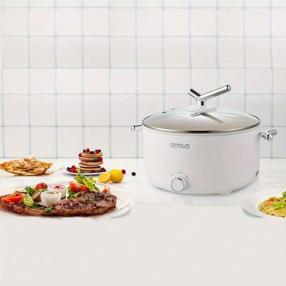  OCTAVO Mini Olla Eléctrica, Olla Multifuncional de 3L para 1-3 Personas con Temperatura Ajustable, Olla Antiadherente para Hervir, Cocinar al Vapor, Freír, Asar, Perfecta para Dormitorio, Oficina, Cocina de Apartamento