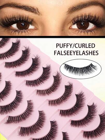 10 Pairs 5D Fluffy Curly Invisible Lashes, Multilayer Natural Curled False Eyelashes, Handmade Lightweight Comfortable Reusable Lashes For Daily Wear