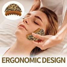 1/3pcs New Leopard Print Lymphatic Contour Face Brush, Dry Brush For Face, Chin And Jawline Lymphatic Drainage Massager, Ergonomic Design Precisely Fits Skin, Relieves Fatigue - Multicolor - View 2