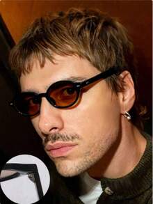 一副男士复古椭圆形亚克力时尚眼镜，适合度假、日常佩戴和节日礼物 - 多色 - 查看 1