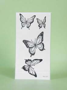 1pc Waterproof Sweatproof Fake Butterfly Tattoo Sticker, Suitable For Women And Men On Arms, Chest, Legs, Abdomen, Waist, Fingers And Neck, Fashionable Modernist Body Art For Occasions Like National Day, Sports Meets - Black - View 5