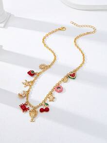 1 chiếc dây đeo eo phong cách Boho mùa hè, mặt dây chuyền hình tôm hùm, sao biển tráng men, dây đeo bụng phong cách Bohemian dành cho nữ. - Nhiều màu - Xem 2