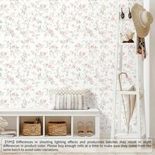 1 Roll Self-Adhesive Wallpaper, Elegant Light Pink Floral Background Wall Sticker, Vintage Waterproof Removable Wallpaper, Suitable For Bedroom, Living Room Wall Decor, Home Furniture Renovation - Multicolor - View 6