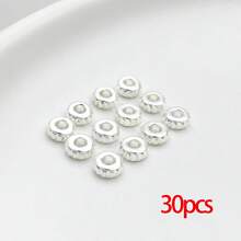 30 hạt cườm mạ vàng 18K, hạt tròn dẹt, hạt đệm bằng đồng thau, hạt hình trụ, hạt tròn nhỏ dùng để làm vòng tay, vòng cổ, trang sức, đồ thủ công DIY. - Nhiều màu - Xem 13