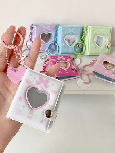 6/4/1pc-2 Inch Mini Small Photo Album Valentine Photo Storage With Keychain Pocket Album Keychain For Picture ,Children's Art Merchandise, Back To School