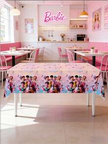 New K-Pop Cartoon Inspired Birthday Party Disposable Tablecloth Set, Popular Anime Style Party Supplies For Girls Birthday Events - Multicolor - View 4