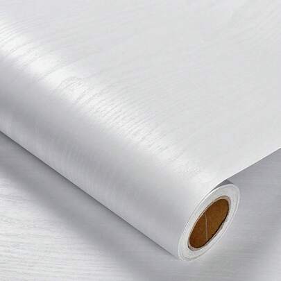 1 Cuộn Giấy Dán Tường Vân Gỗ Trắng; Loại Xé Và Dán, Giấy Dán Tự Dính Bằng Vinyl PVC, Dùng Để Trang Trí Mặt Bàn Tủ Bếp, Miếng Dán Trang Trí Sửa Chữa Nội Thất, Phòng Khách, Phòng Ngủ, Cửa Gỗ, Gạch Ốp Tường, Trang Trí Tường Phòng Tắm, Trang Trí Nhà Cửa