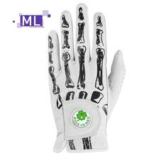 FINGER TEN 1pc Cabretta Leather Men's Golf Glove With Ball Marker, Suitable For Right-Handed Golfers, Fashionable Unique Bone Style, Premium Luxury Feel, Provides Stable Grip - Black - View 9