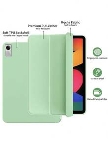 Smart Flip Cover Case For 11-Inch Pad SE (2023), 12.1-Inch Pro (2024), 11-Inch 2 (2025), Auto Wake/Sleep, Solid Color TPU Material Protective Shell - Light Green - View 2