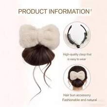 蓬松蝴蝶结发髻爪夹假发，蓬松发圈发髻器，发饰 - 彩色 - 查看 3