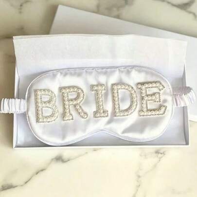 Elegant Bridal Eye Mask With Rhinestones - White Satin Eye Mask For Wedding Party, Bachelorette Party Celebrations And Bridal Shower, Perfect Gift For Wedding Anniversary