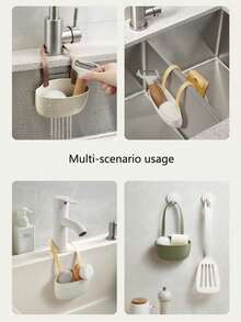 Kitchen & Bathroom Drain Rack, Hanging Basket, Household Sink Storage Organizer, Single/Double Layer Drain Rack - Multicolor - View 8