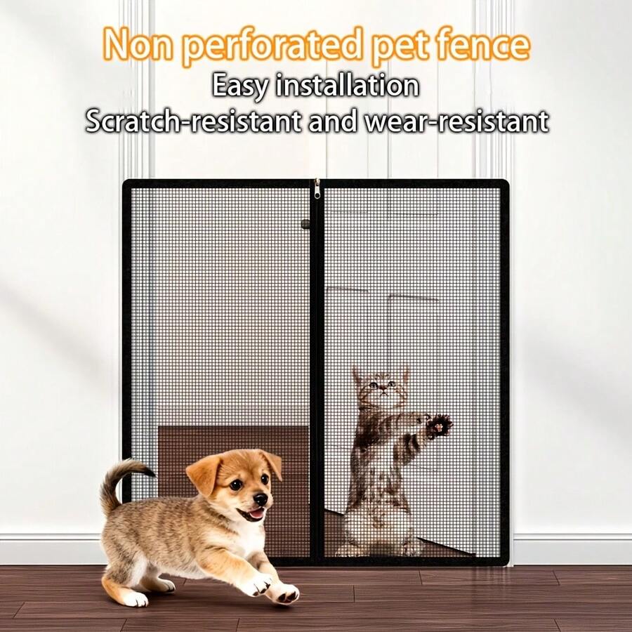 Haustier-Isolationszaun ohne Bohren - tragbares Hunde-/Katzen-Gatter-Barrierenetz, einfach ohne Bohren zu installieren, geeignet für Treppen, Flure und Türöffnungen, für Hunde, Katzen und andere Haustiere, ideales Geschenk für Haustierbesitzer