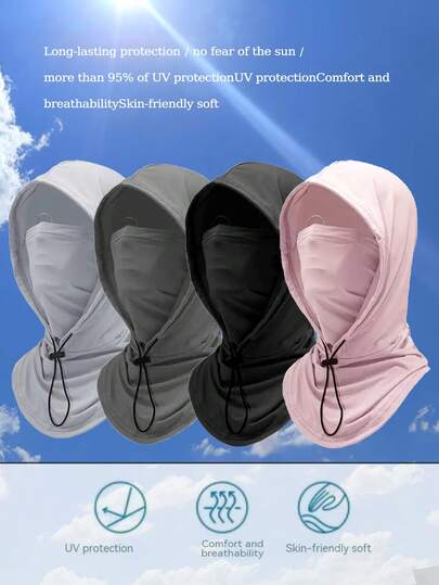 1pc Unisex 4-In-1 Breathable Ice Silk Face Mask, Neck Gaiter, Sun Protection Hat For Outdoor Activities, Commuting, Travel, Suitable For All Seasons