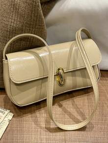 French Retro Clasp Small Square Bag, New Fashionable Personalized INS Underarm Bag, Stylish Shoulder Bag - Khaki - View 11