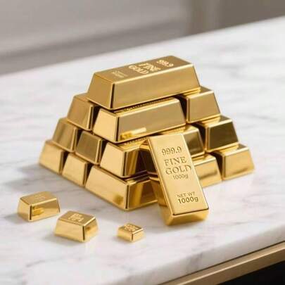 9999 Pure Gold Brick Prop, Shiny Realistic Gold Bar Model, Photography Decor, Prank Toy, Gift, Birthday, Christmas, New Year Present