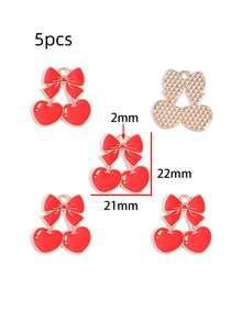 5件情人节粉色心形饰品配件，DIY手链、钥匙扣、项链吊坠，合金滴油吊坠 - 滴油情人節 - 查看 26