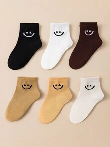 6pairs Of Children's Socks With Smiling Face Patterns Are Comfortable, Breathable, And Suitable For Both Sports And Casual Wear. They Are Perfect For Daily Outfits And Can Be Worn When Going Back To School. - Multicolor - View 8
