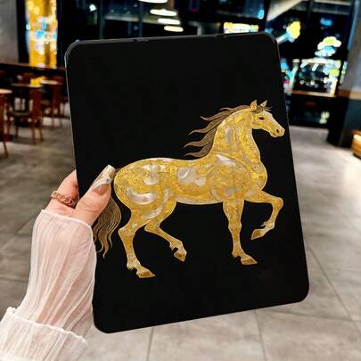 DECOPHONE 2026 金马图案 TPU 皮革平板电脑保护套，兼容 8 2020 (10.2 英寸)/ 9 2021 (10.2 英寸)/ 10 2022 (10 英寸) - 磁吸式自动唤醒/睡眠，带触控笔插槽，轻巧便携。